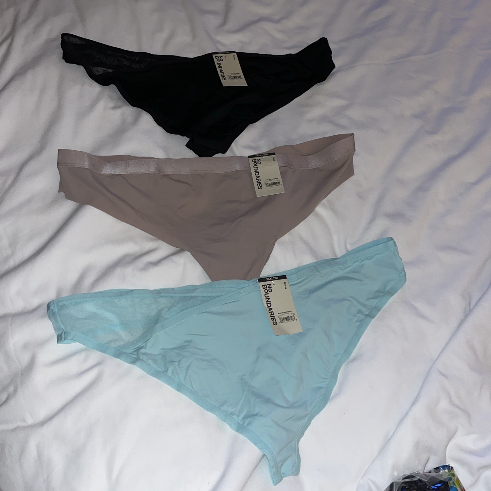 3 Pairs No Boundaries Banded Micro Free Cut Thong Panties Size XXL 22 BBB
