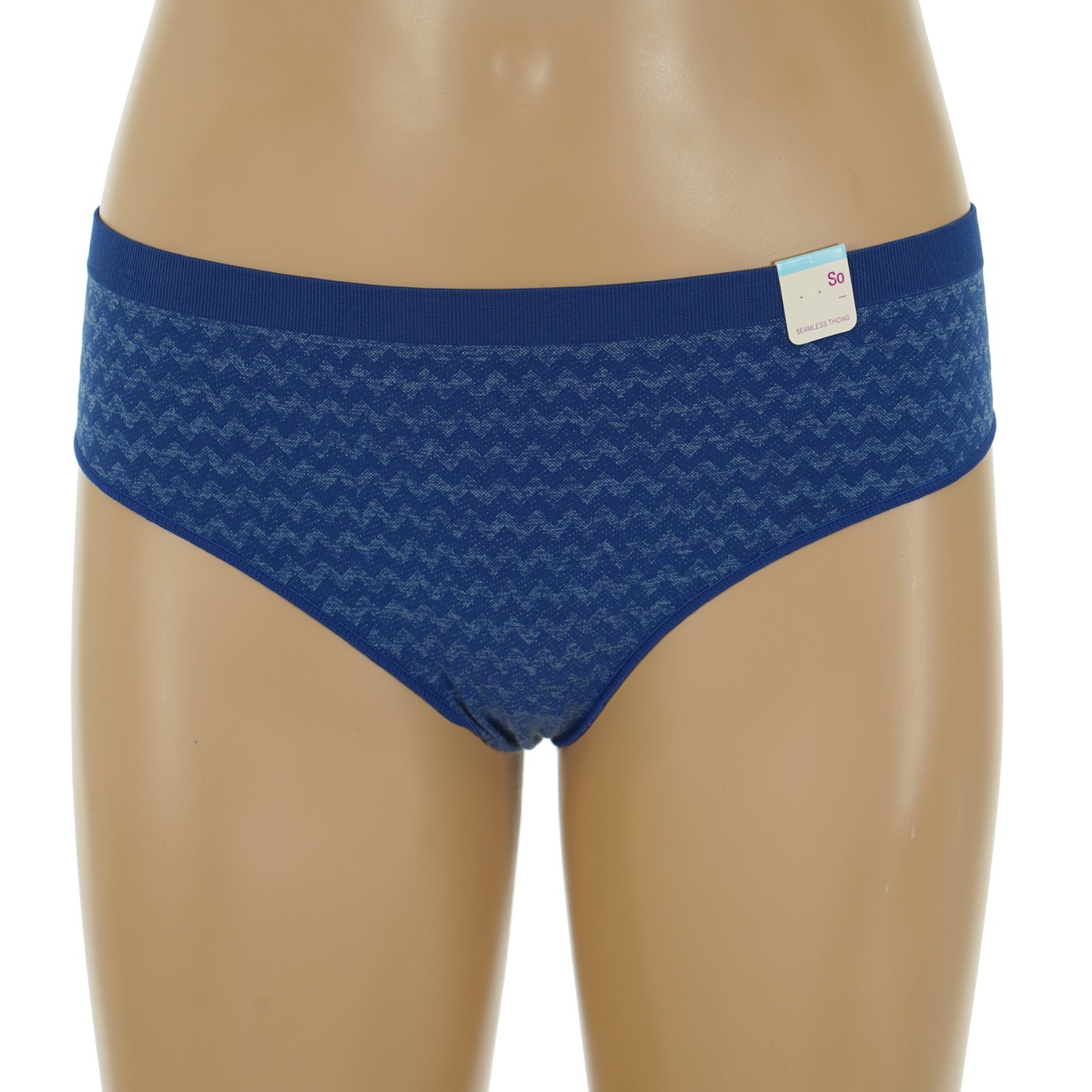 SO Junior’s Size 11-13 LARGE Seamless BLUE CHEVRON Print THONG Panty #ZG01U475R