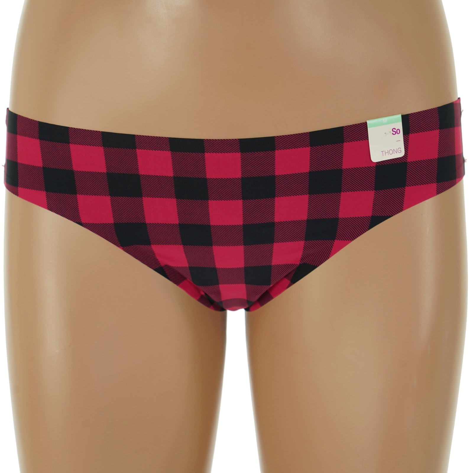 SO Junior’s SIZE 7-9 MEDIUM Red & Black BUFFALO CHECK THONG Panties #SO60001