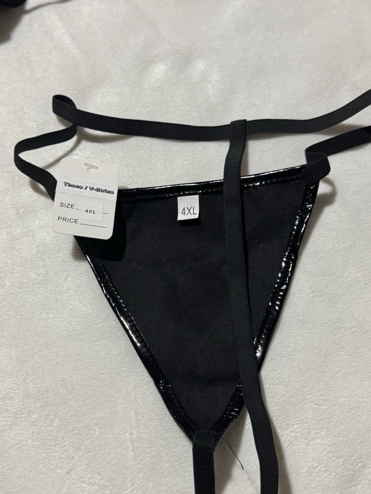 New Women’s Black Faux Leather G-String Thong – Shiny Patent Lingerie XS 4XL 6XL