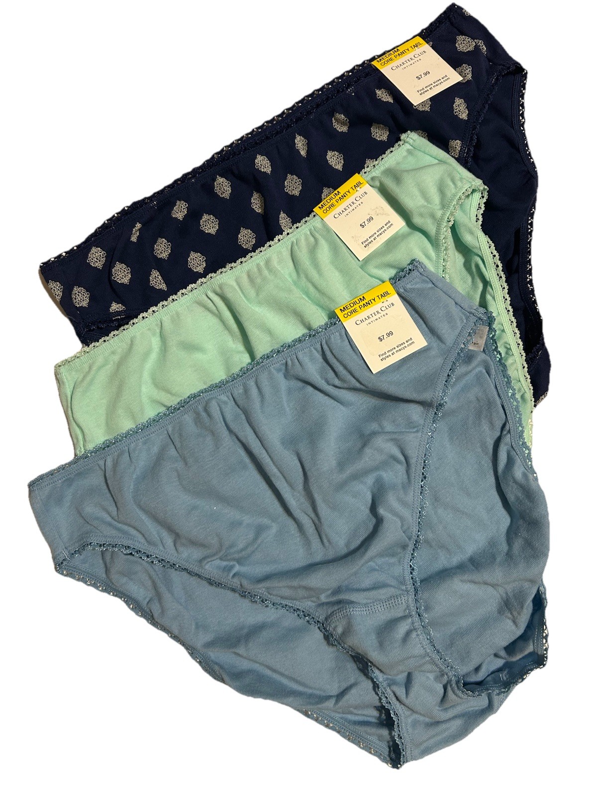 Charter Club Women’s 3-Pack 100% Cotton Hi-Cut Medium Comfort Panties Runs Large