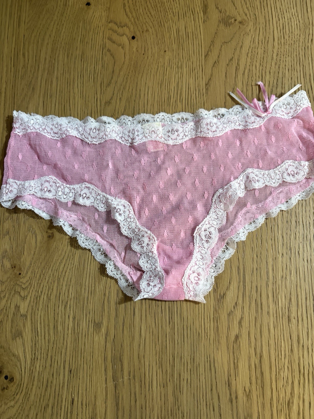 Candies Y2K Pink and White Lace Panties Large Size