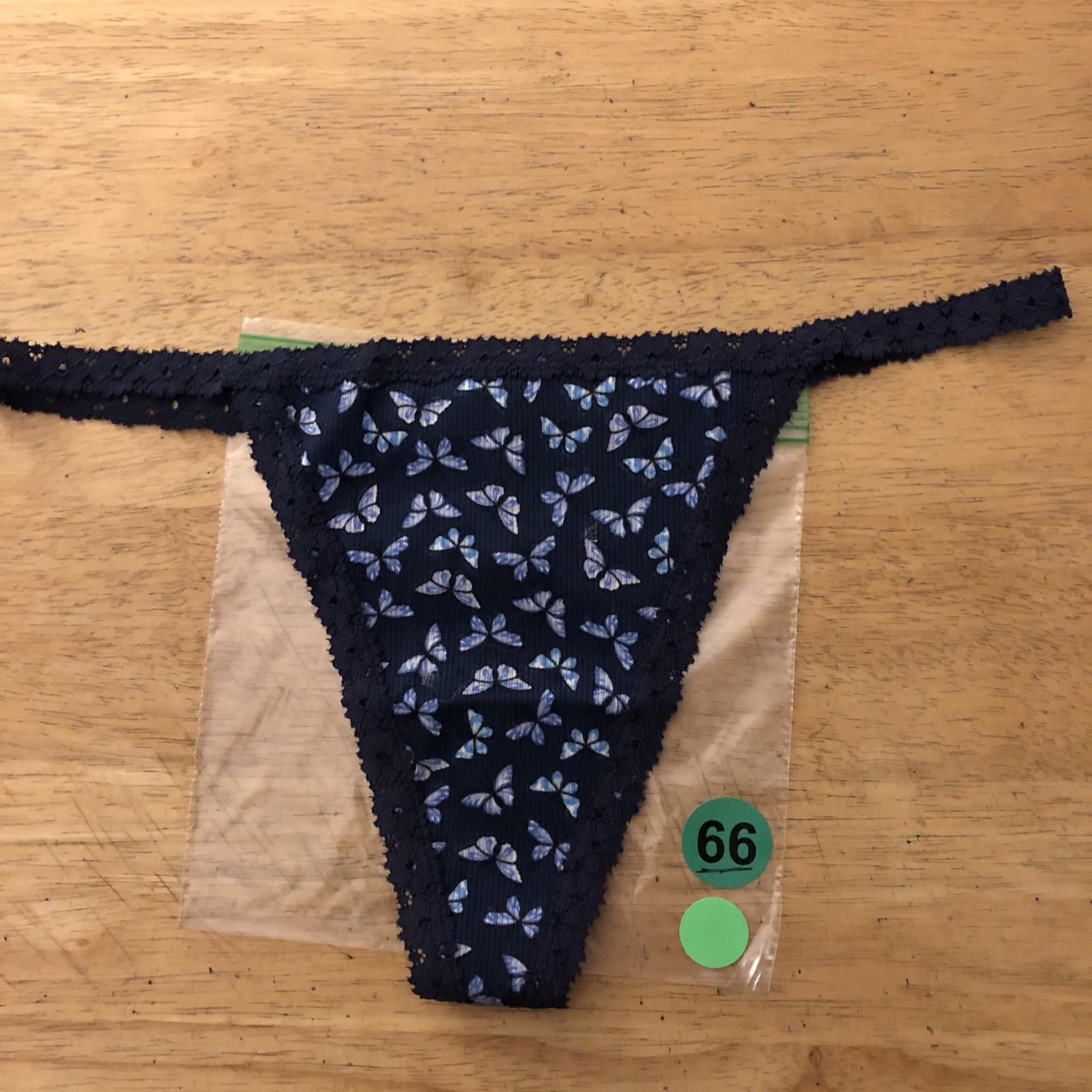 pink by victoria secret v string M Blue Butterflies