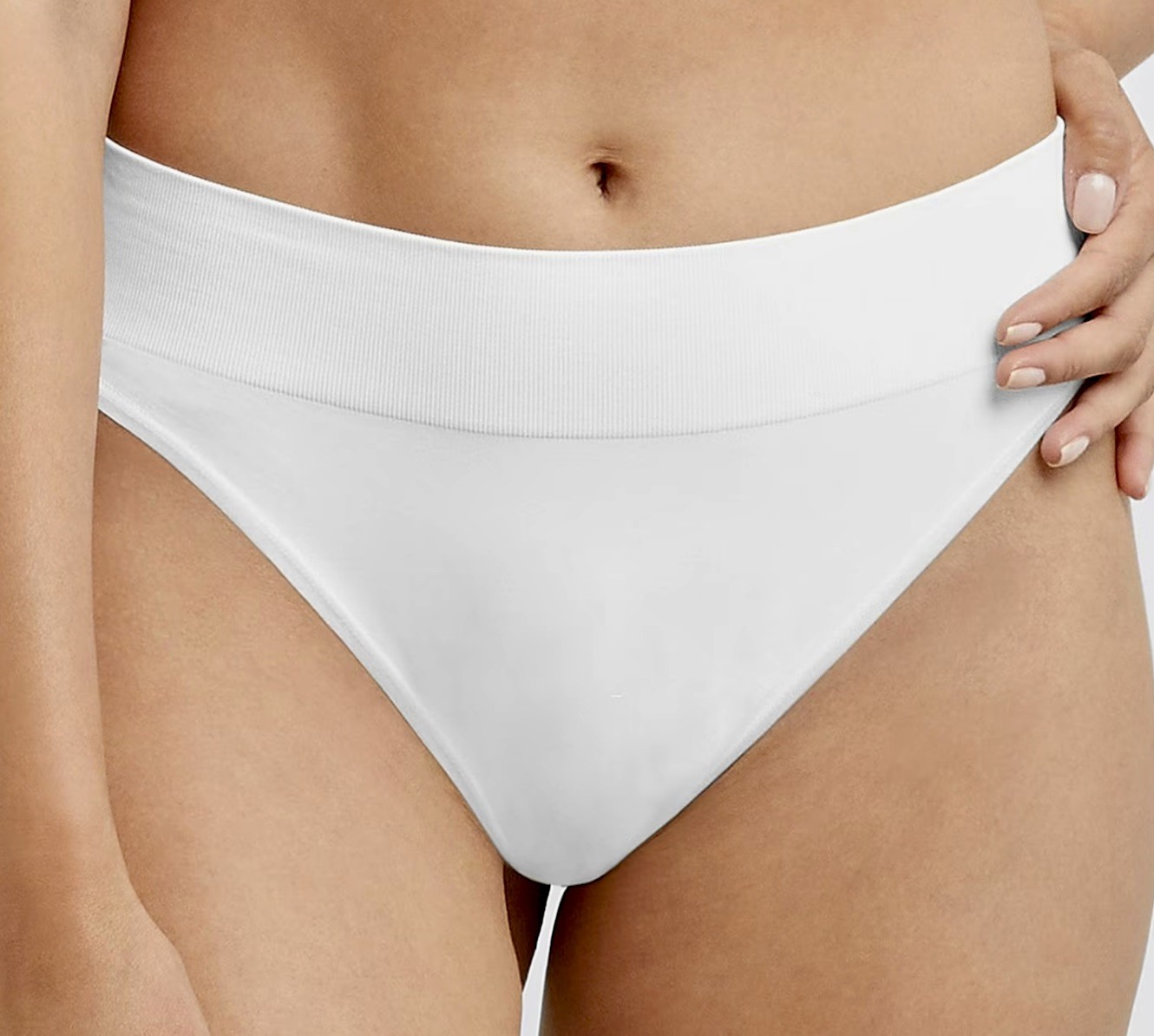 MAIDENFORM M Seamless White High Leg Bikini Panty Womens Sz M 6 L 7 2XL 9
