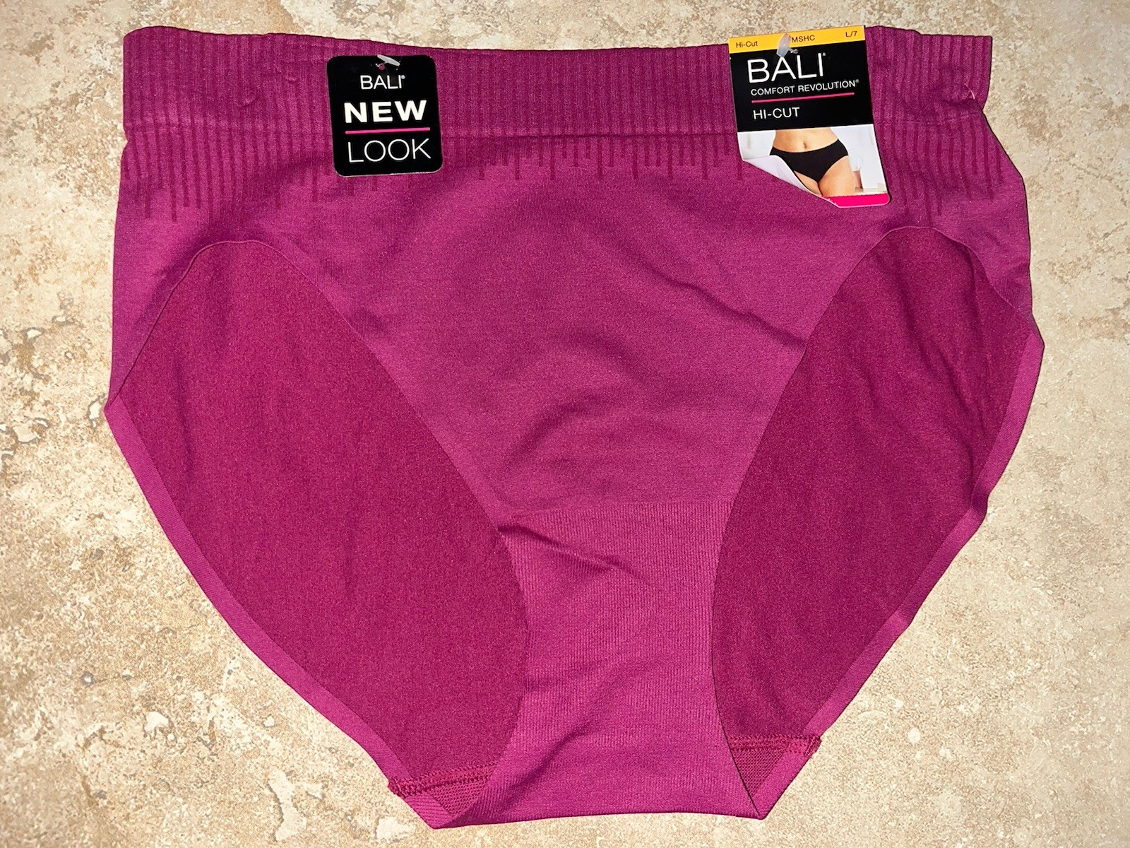 NWT Bali Comfort Revolution Modern Seamless Hi-Cut Panty DFMSHC Large 7 Maroon