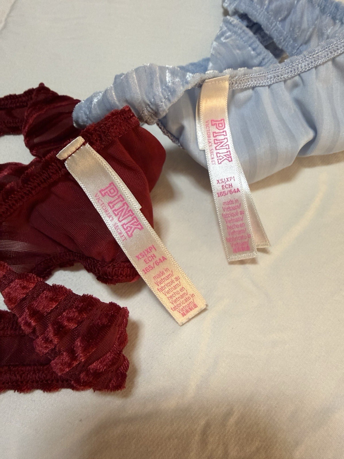 Victorias Secret V Cut Brazilian THONG Panty Panti SEXY Velvet High Leg PINK XS
