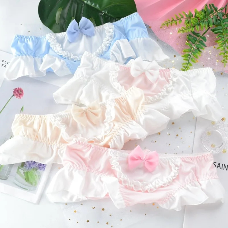 Mid Rise Brief Panties Lace Trim Stretch Breathable Soft Comfortable Fit 4PCS