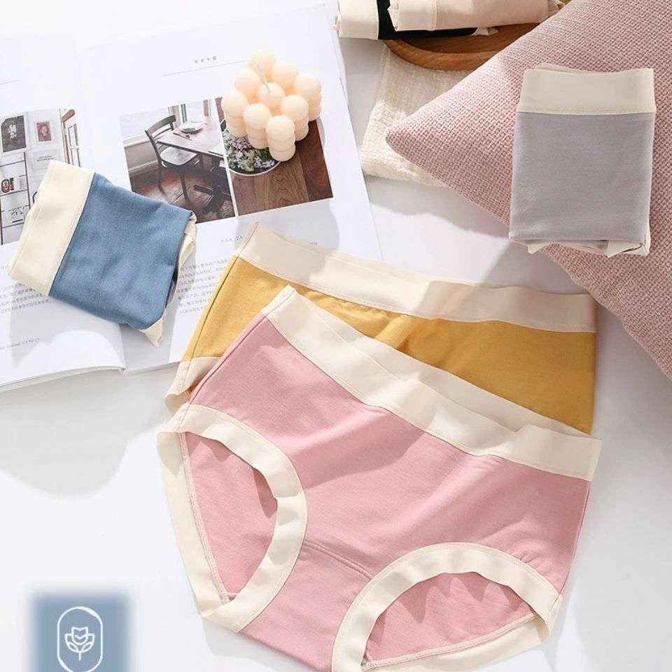 4 Pack Antibacterial Women Modal Cotton Underwear Sexy Panties Soft Mid-waist