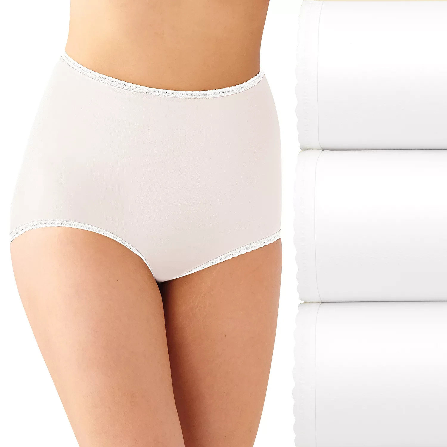 Bali L108836 Womens White Skimp Skamp Brief Panty 3-Pack Size M