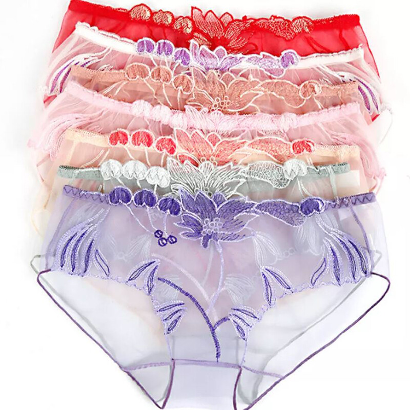 7 Pack Lot Sexy Womens See Through Sheer Pantis Briefs Lace Lingeries Underwear