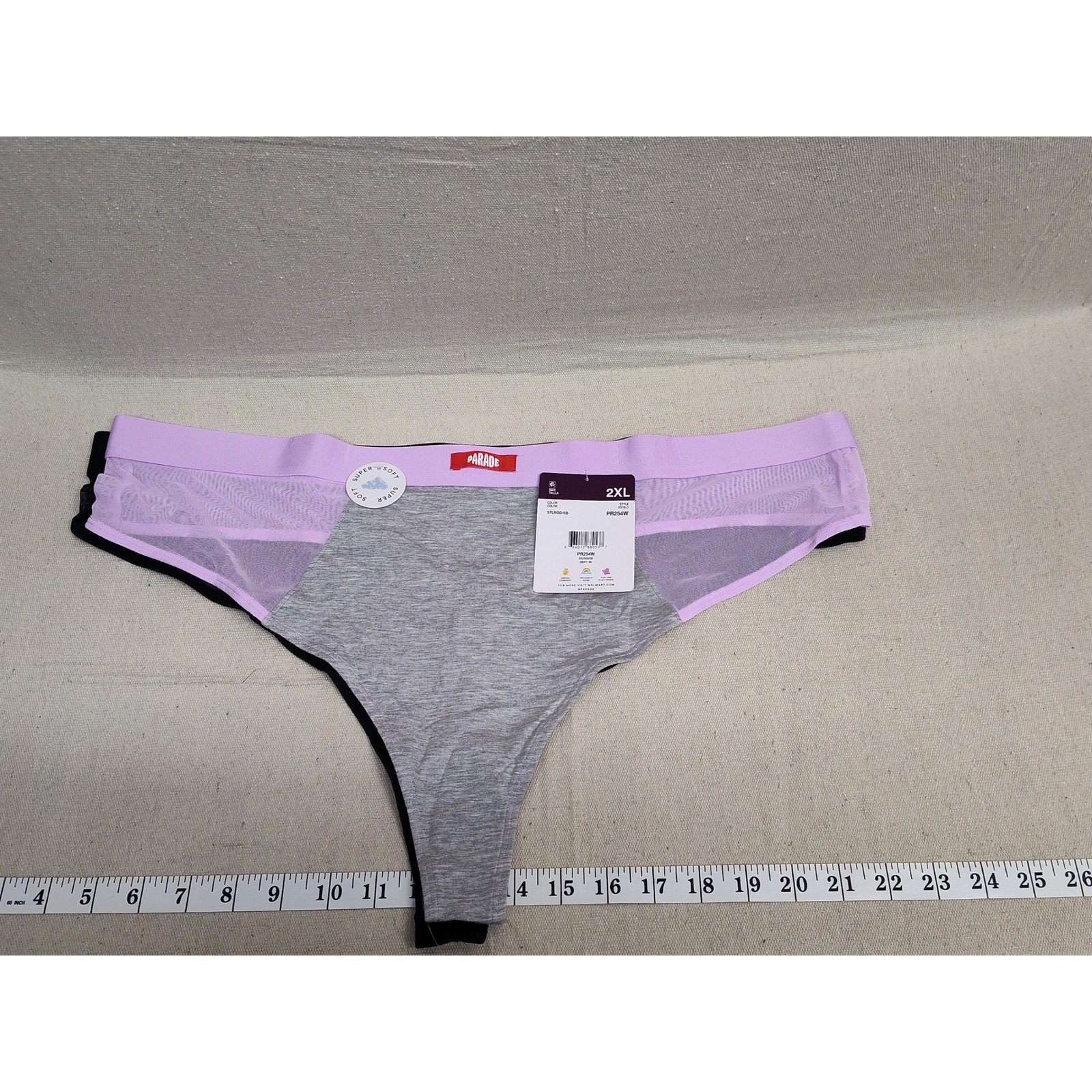 Parade Thong Underwear Set 2PK Purple Gray Black Mesh PR254W Mens 2XL New