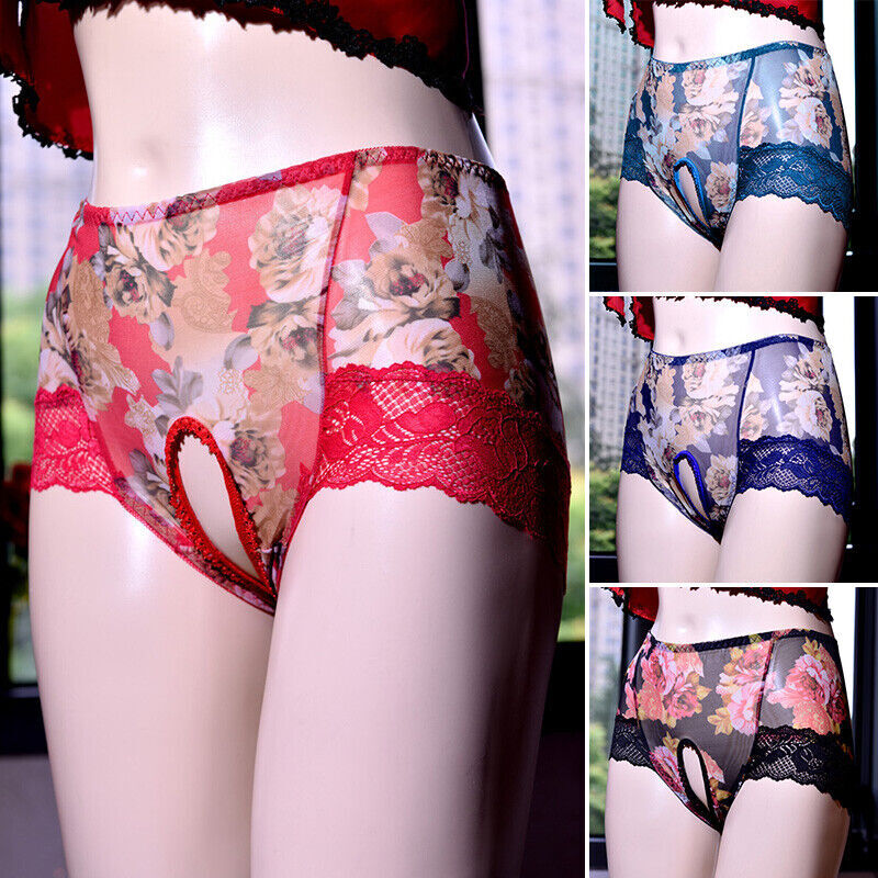 Womens Open Crotch Lace Panties Ladies Knickers Sexy Crotchless Briefs Underwear