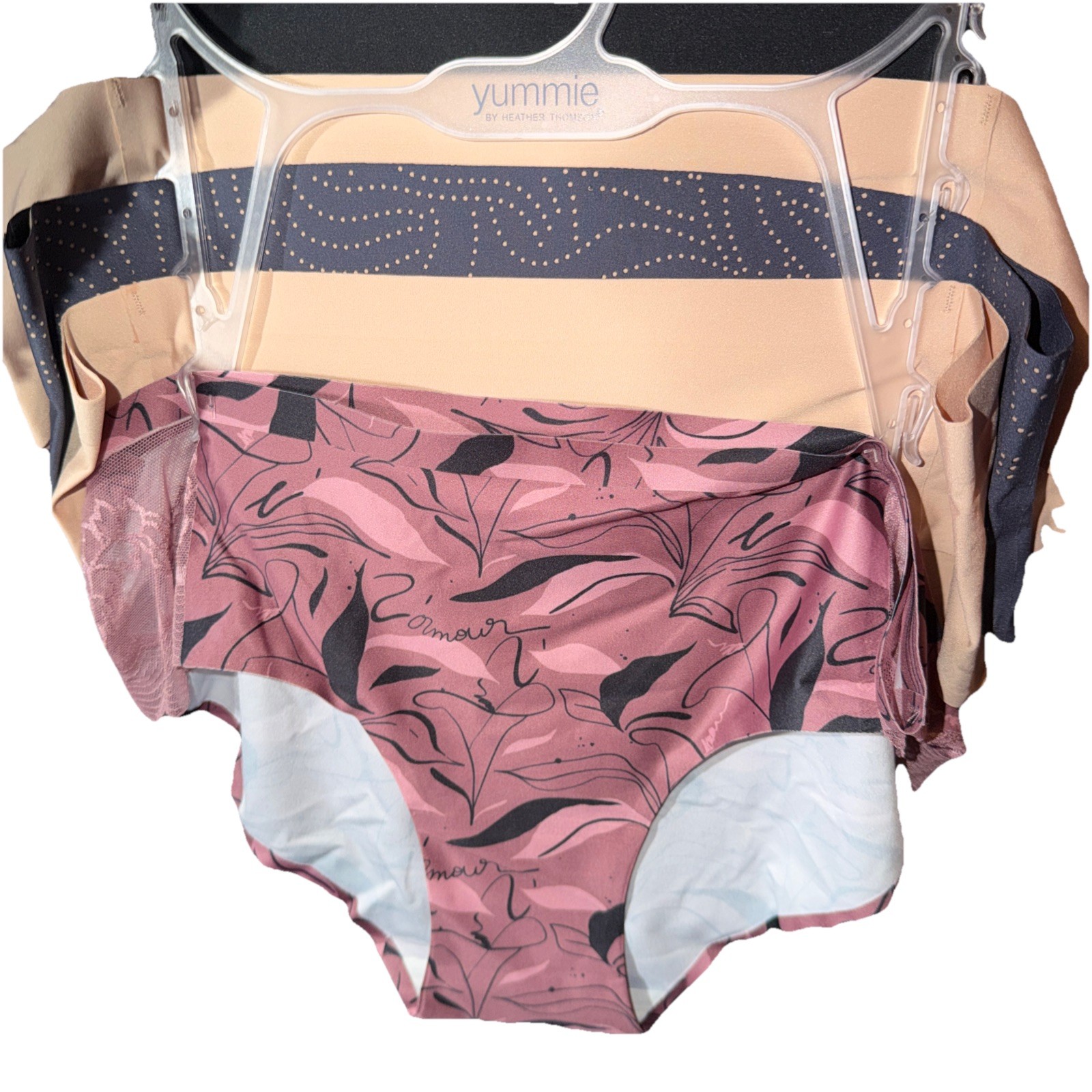 YUMMIE Size:XL Set of 5 BONDED HIPSTERS -90%Nylon-10% Spandex Multicolor NNT