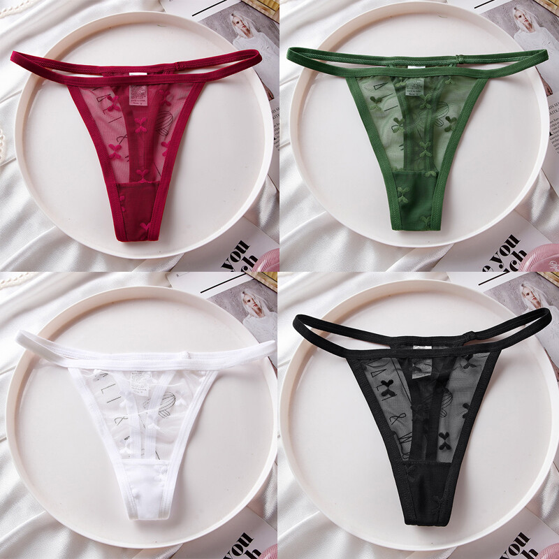 4 Pcs Lot Ladies Womens Sexy Panties Thongs G string See Through Underwear Brief