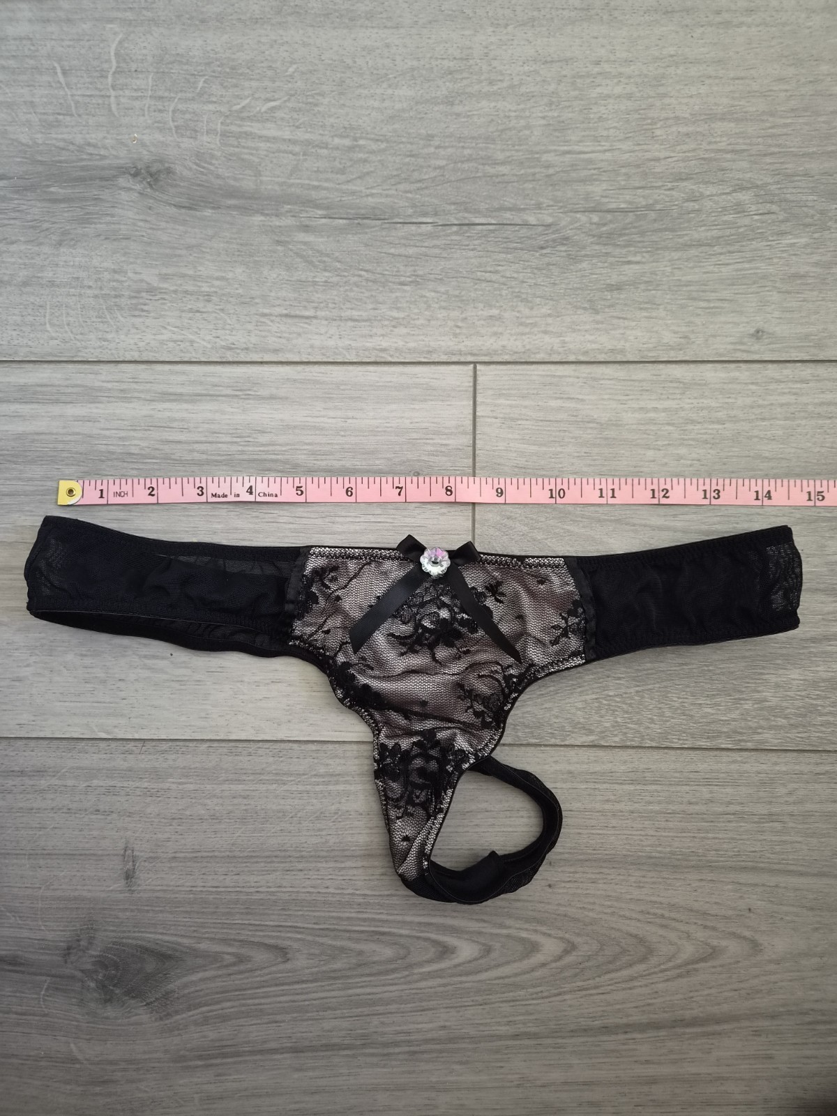 BNWOT Ann Summers Black & Nude Lace Overlay Thong Size 10-14