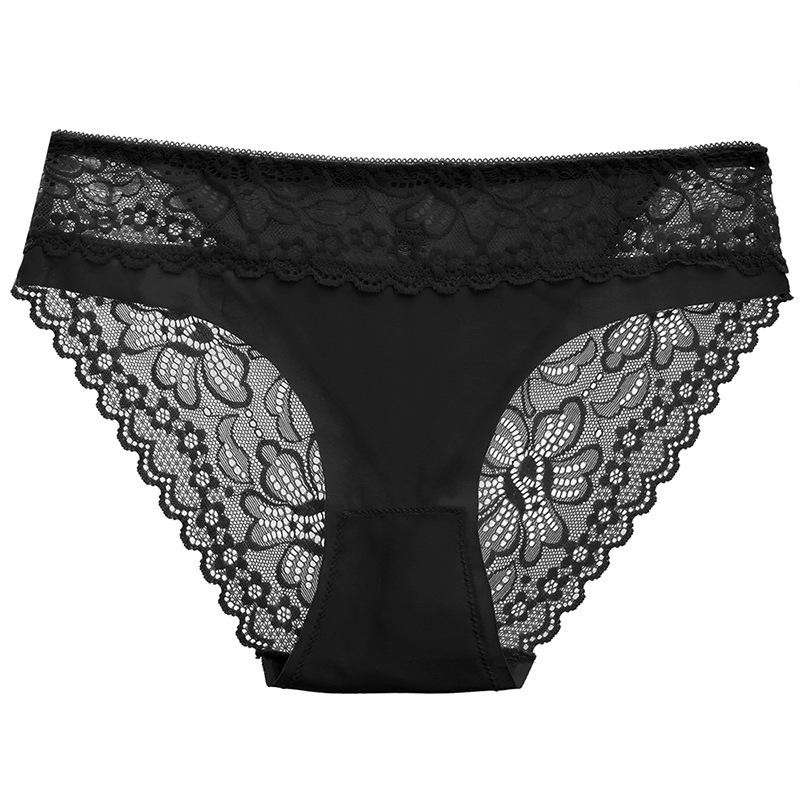 3-pack Women’s Lace Stitching Briefs, Ice Silk Comfortable and Breathable Thongs