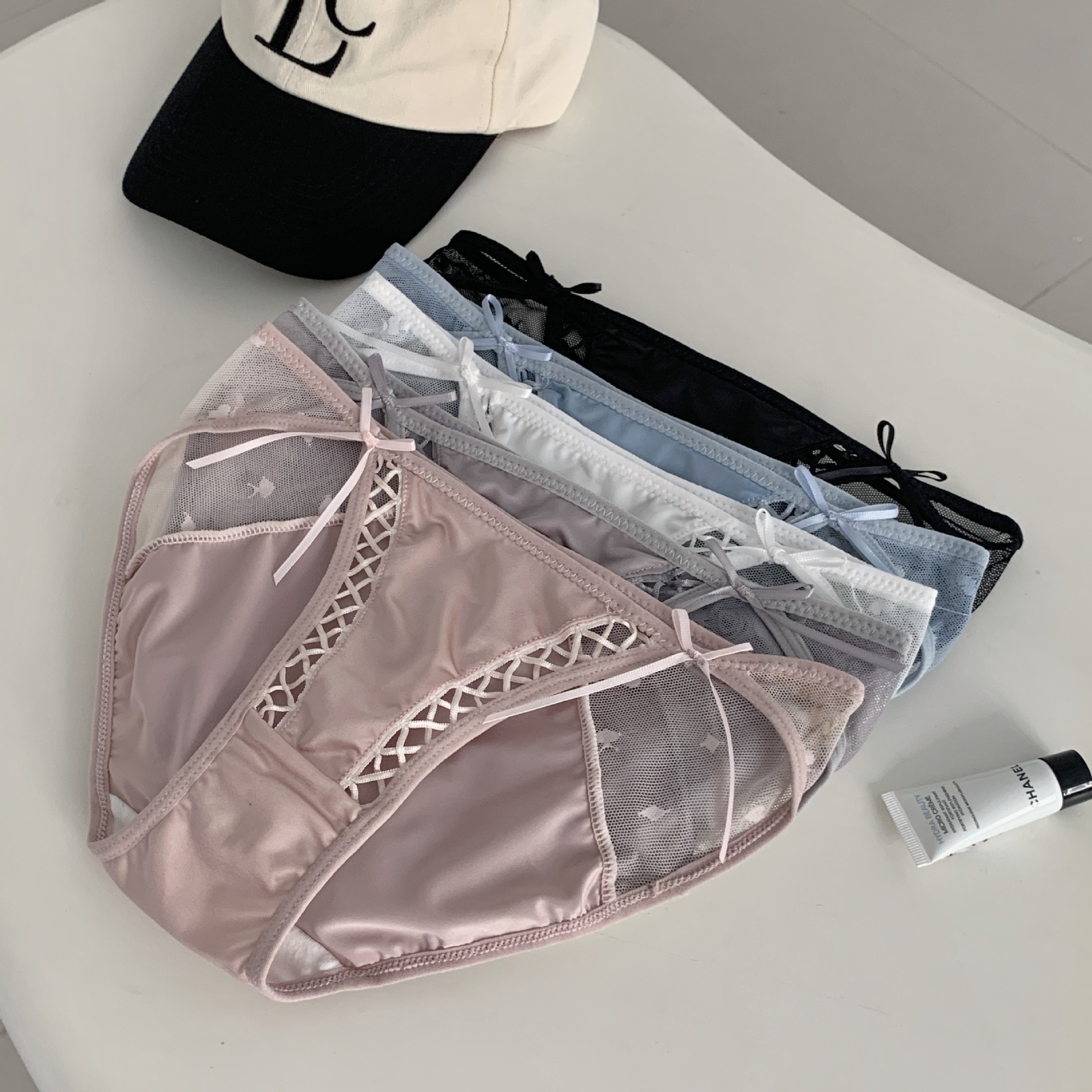 5 Pack Lot Sexy Womens Satin Panties Briefs Sheer Underwear Binikis Lingerie Set