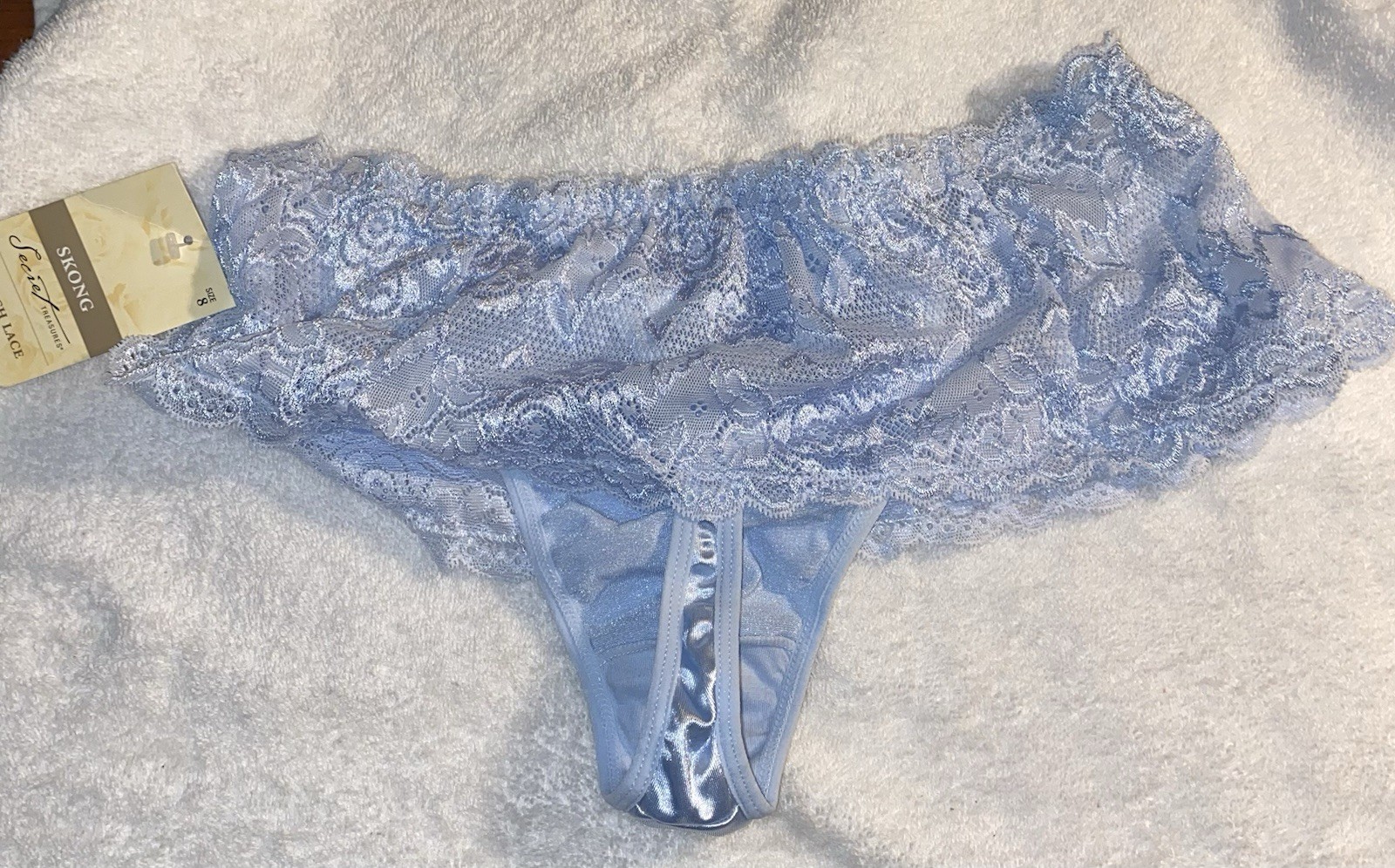 Vtg 90s Secret Treasures Second Skin Satin Thong /Skong Lace XL 8 NWT Lace Skirt