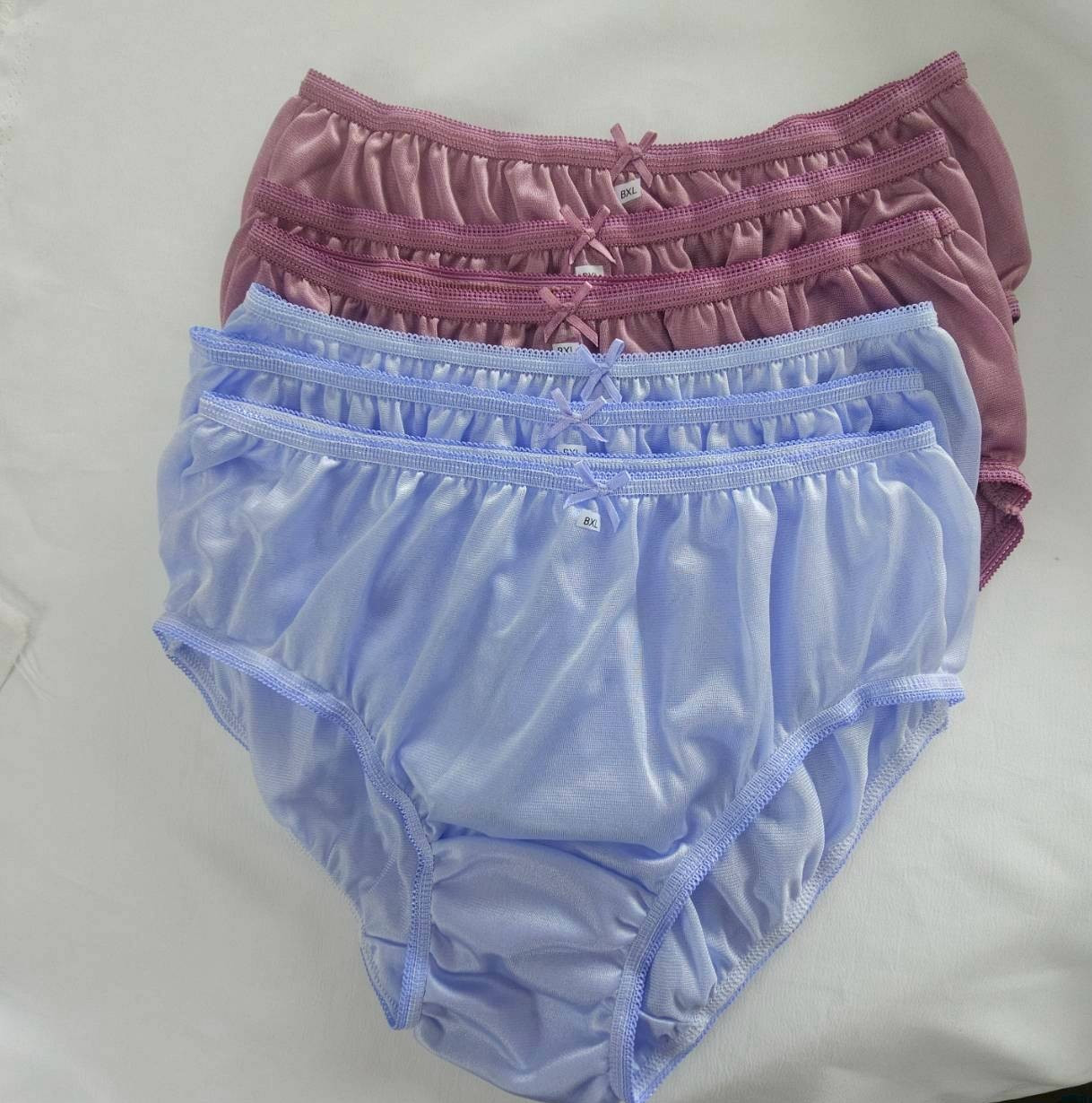 6 Bikini Panties Underwear Woman Men Light Nylon Soft Briefs Hip38″-42″XL/Purple