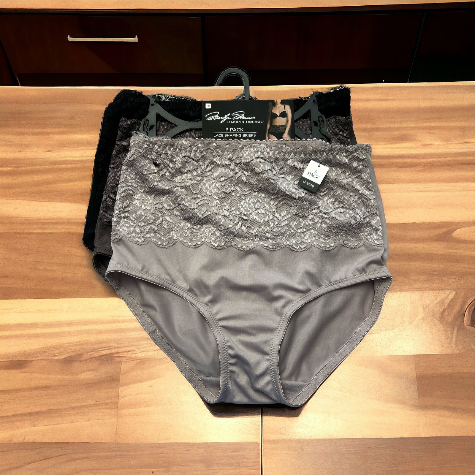 Marilyn Monroe 3pc MM7305 Lace Shaping Briefs~2X~Double Layer~ Tummy Panel $42
