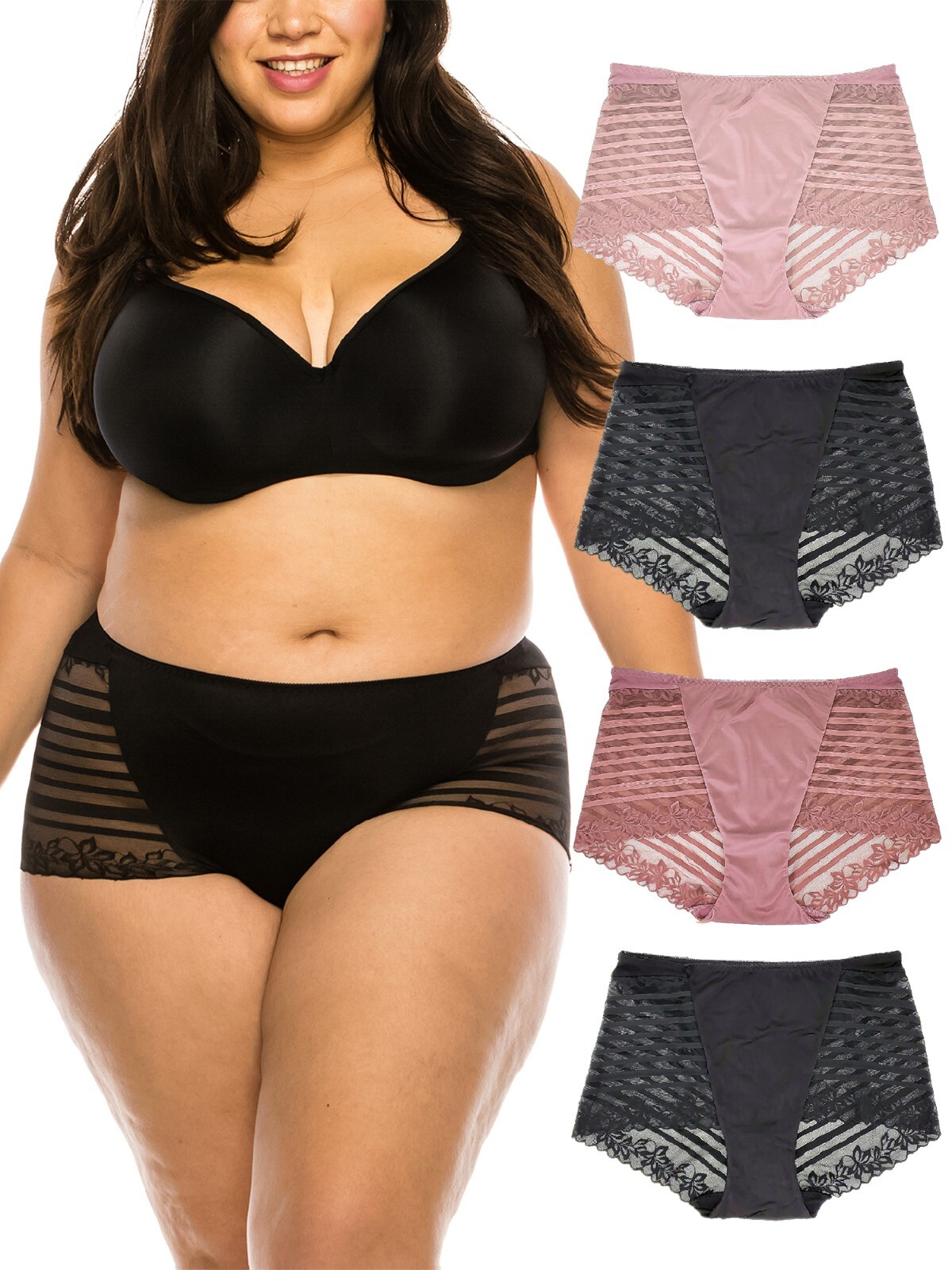 B2BODY Lace Boy Shorts Women’s Sexy Panties Small to Plus Size Multi-Pack