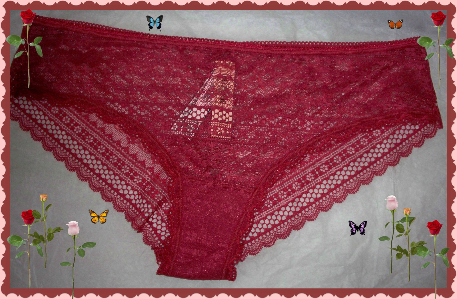 Large Deep Red Coral THE LACIE All Lace Cheeky Lowrise Victorias Secret Pantie