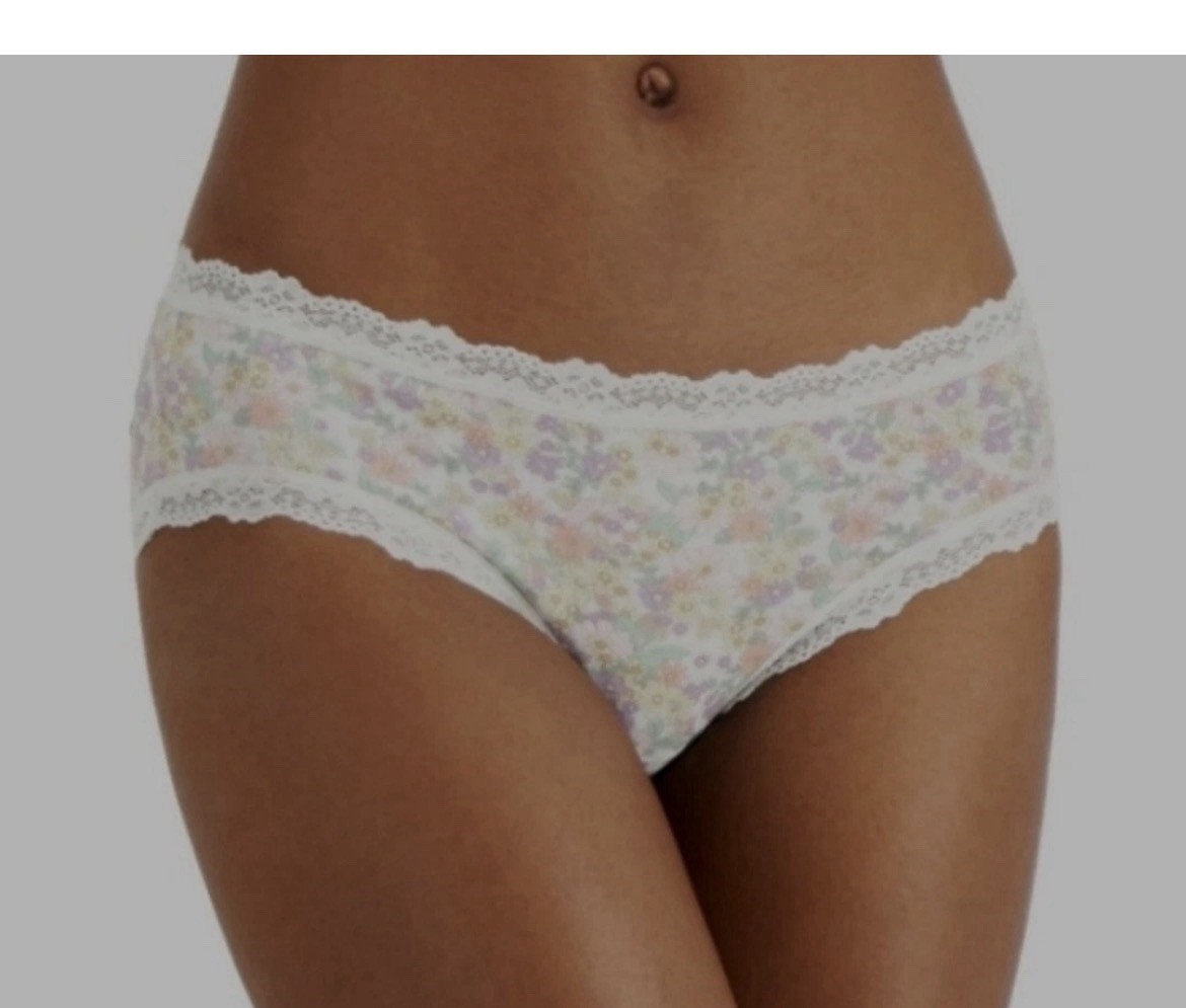 Jenni Women’s Lace Trim Hipster Underwear Retro Floral Panty XL Spring