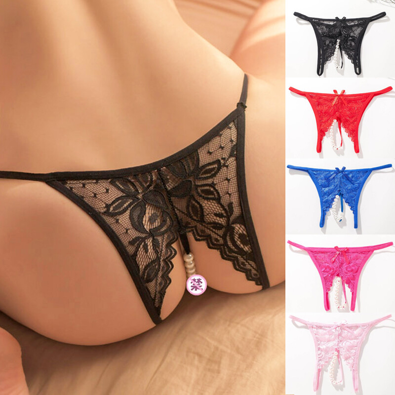 1 Pack Womens Sexy Lace Crotchles Panties Thong G-string See Through Knickers