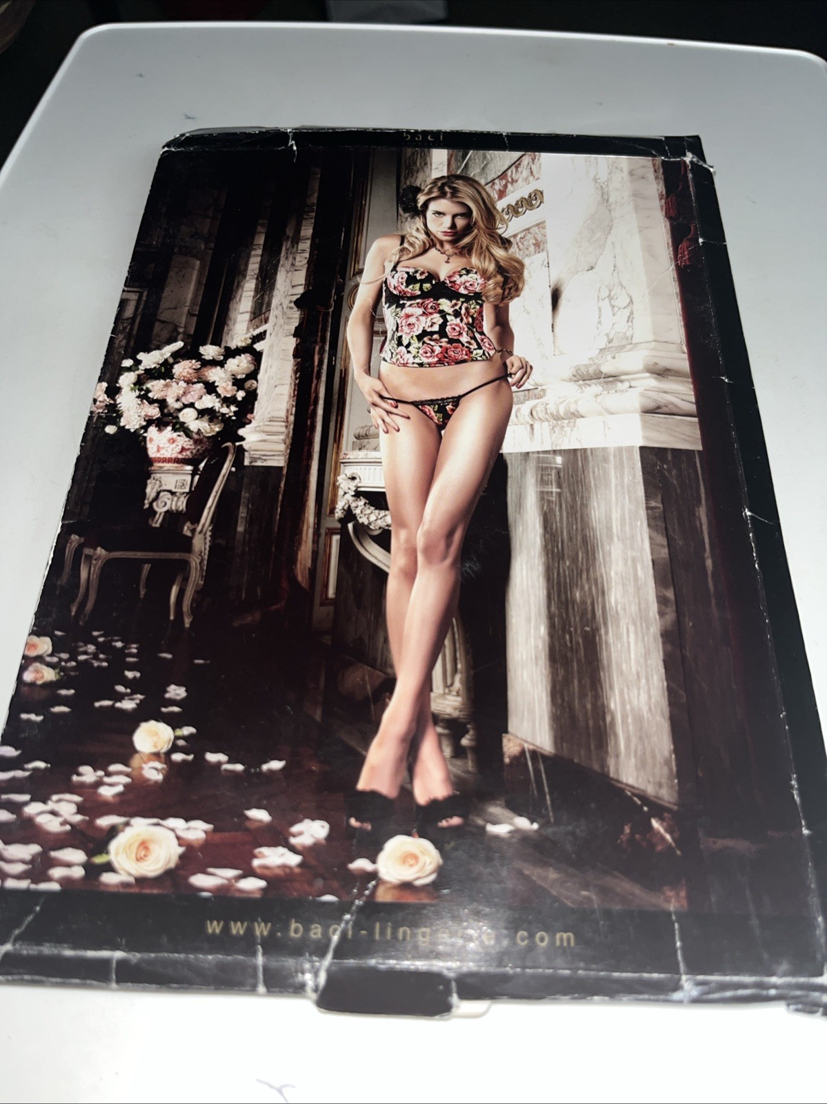 BACI Floral microfiber & lace g-string Size M/L See Pics