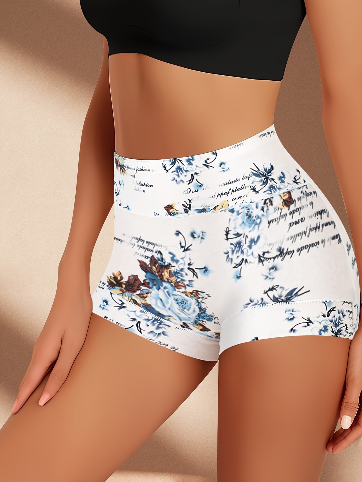 4pcs Comfy Floral Print Triangle Panties – Soft, Breathable, Stretchy, And Intim