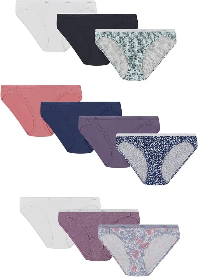 Hanes Cotton Bikini Panties 10-Pack Womens Ultra Soft Waistband Underwear Cotton