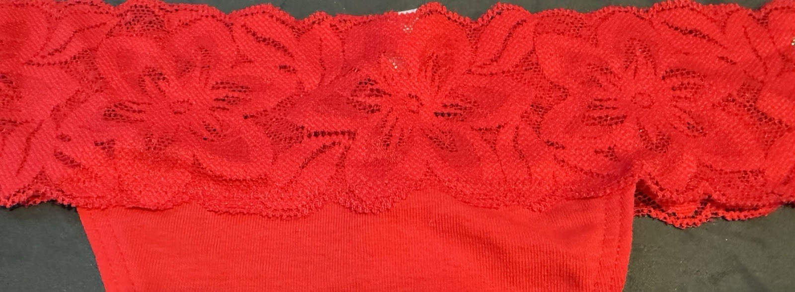 VICTORIA’S SECRET RED SILVER GLITTER LOGO LACE RARE THONG NWT VINTAGE Large