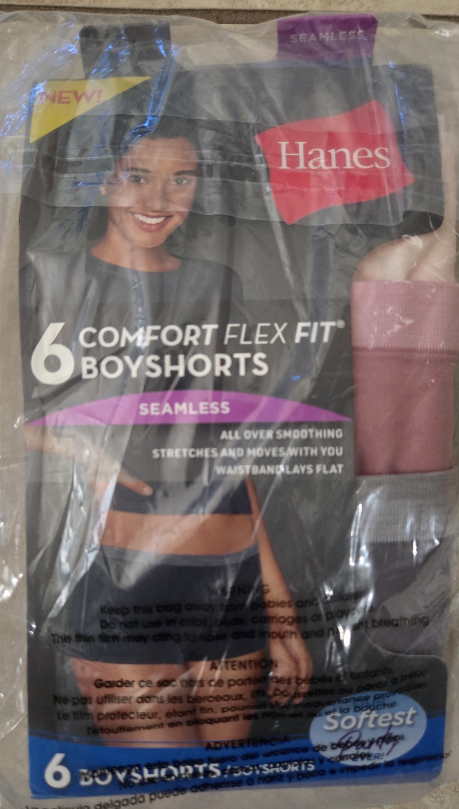 Hanes Womens 6 PACK Seamless Underwear Boyshorts Assorted Colors Size X-Large