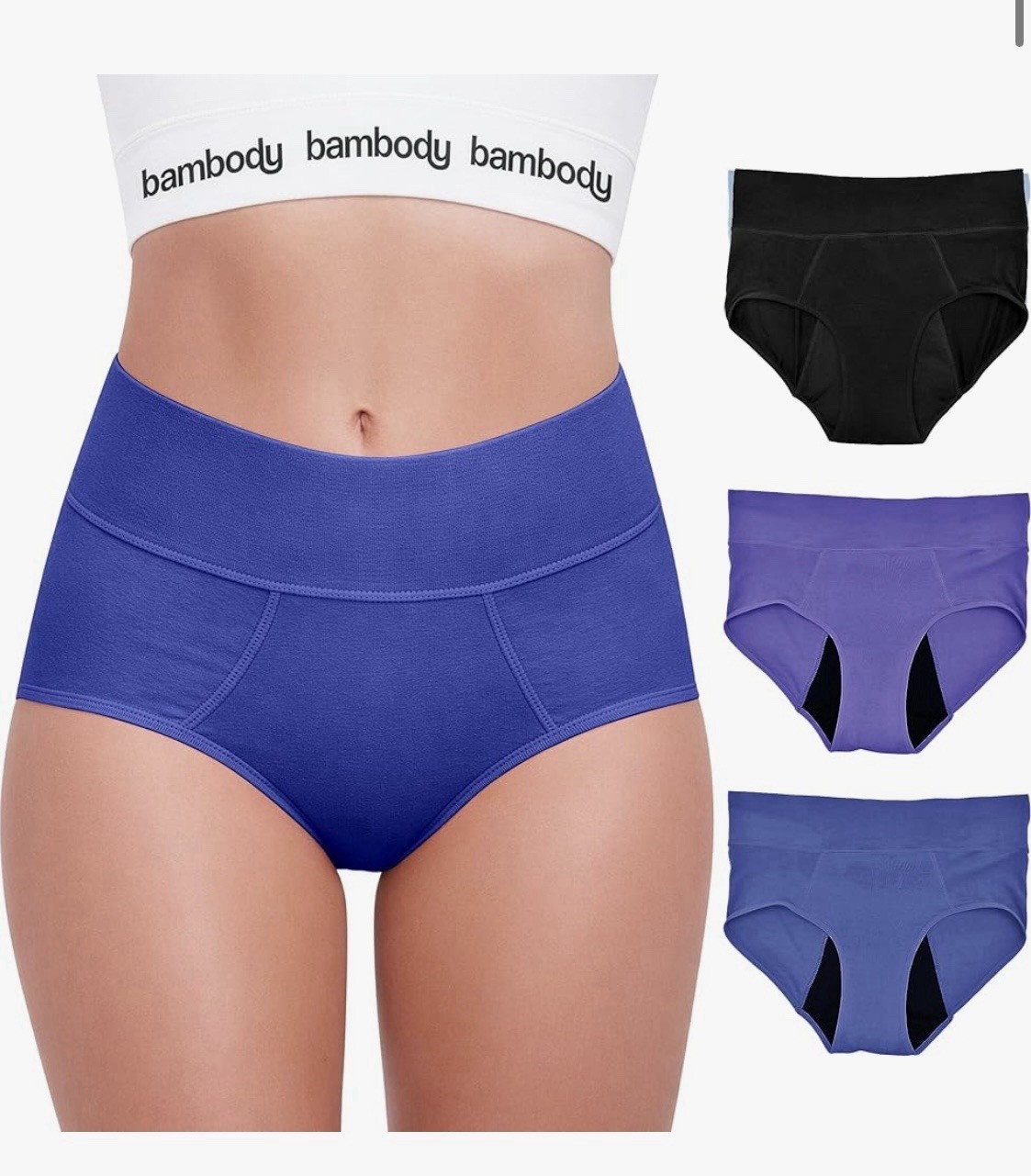 Bambody Absorbent Panties, Period Underwear Leakproof, 3 Pack Sz 10