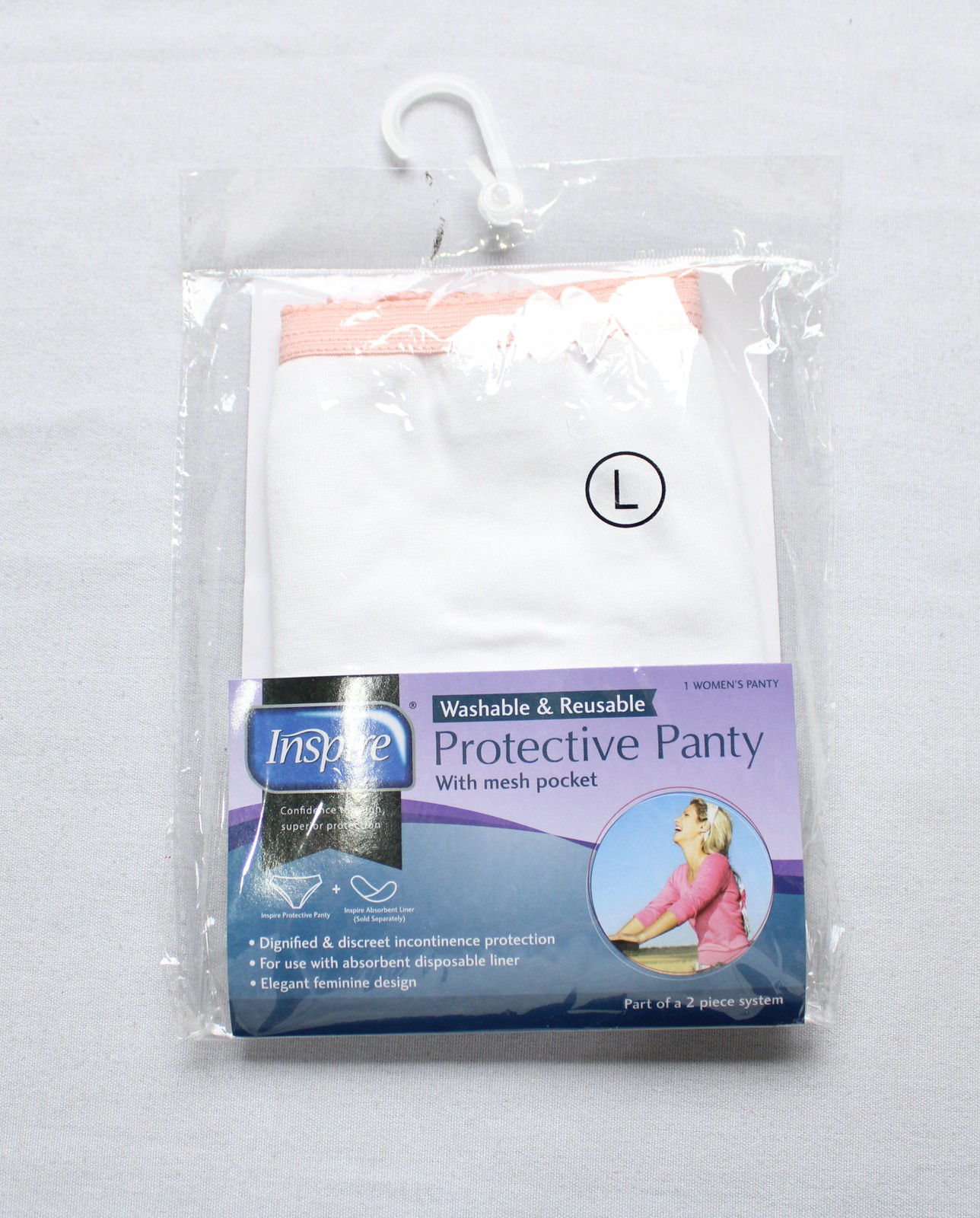 Inspire Women’s Protective Panty With Mesh Pocket DH3 White Large NWT