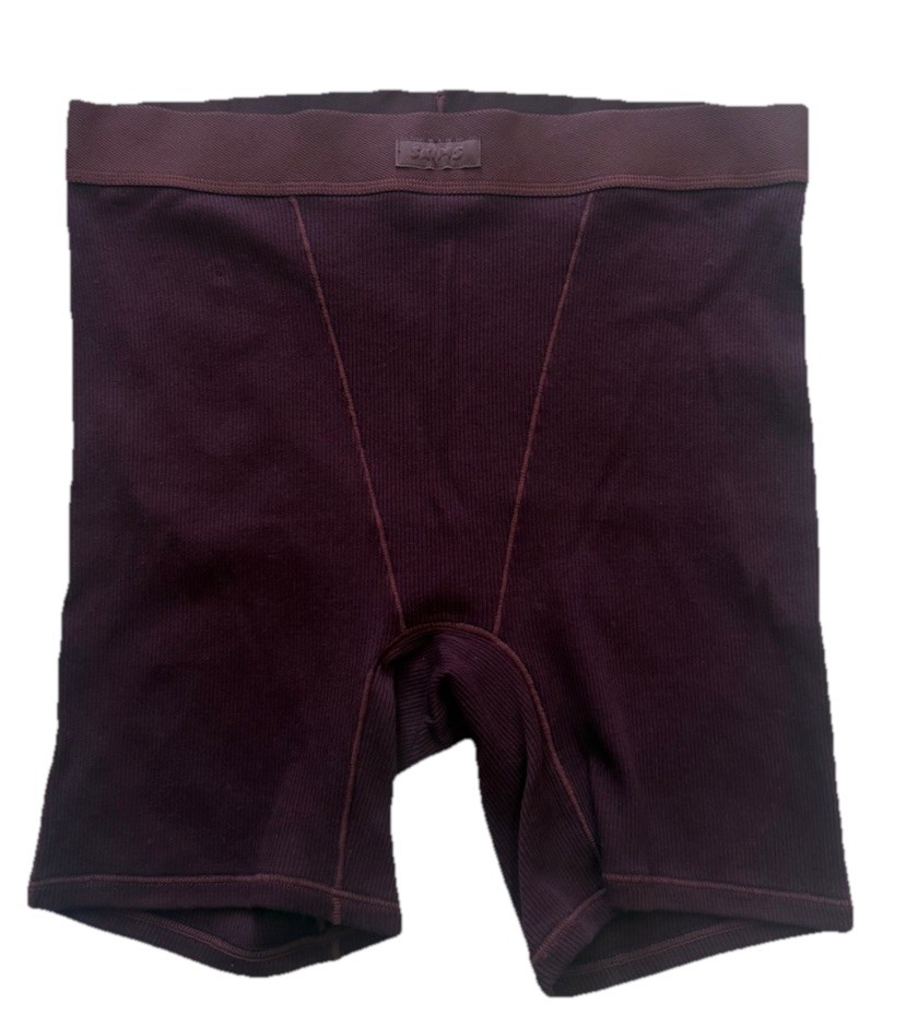SKIMS STRETCH COTTON WOMENS RIB BOXERS Currant SZ Small