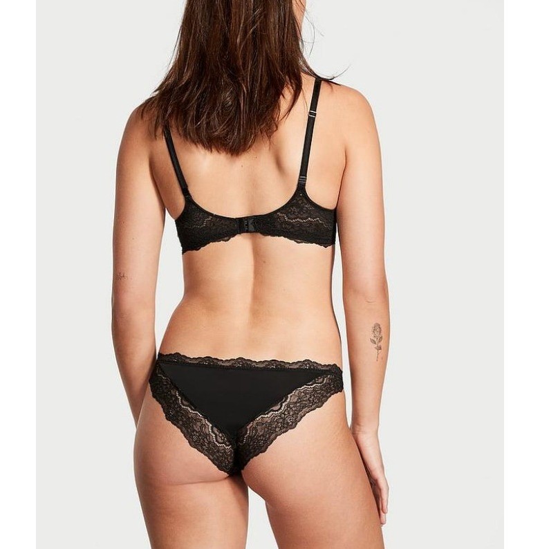 Victoria’s Secret Sexy Illusions Lace-Trim Cheekie Panty Black Size XXL NEW