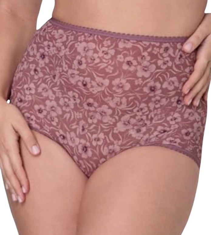 BALI Womens Size L 7 SKIMP SKAMP Brief 2633 Panty Bloom Floral Purple High Waist