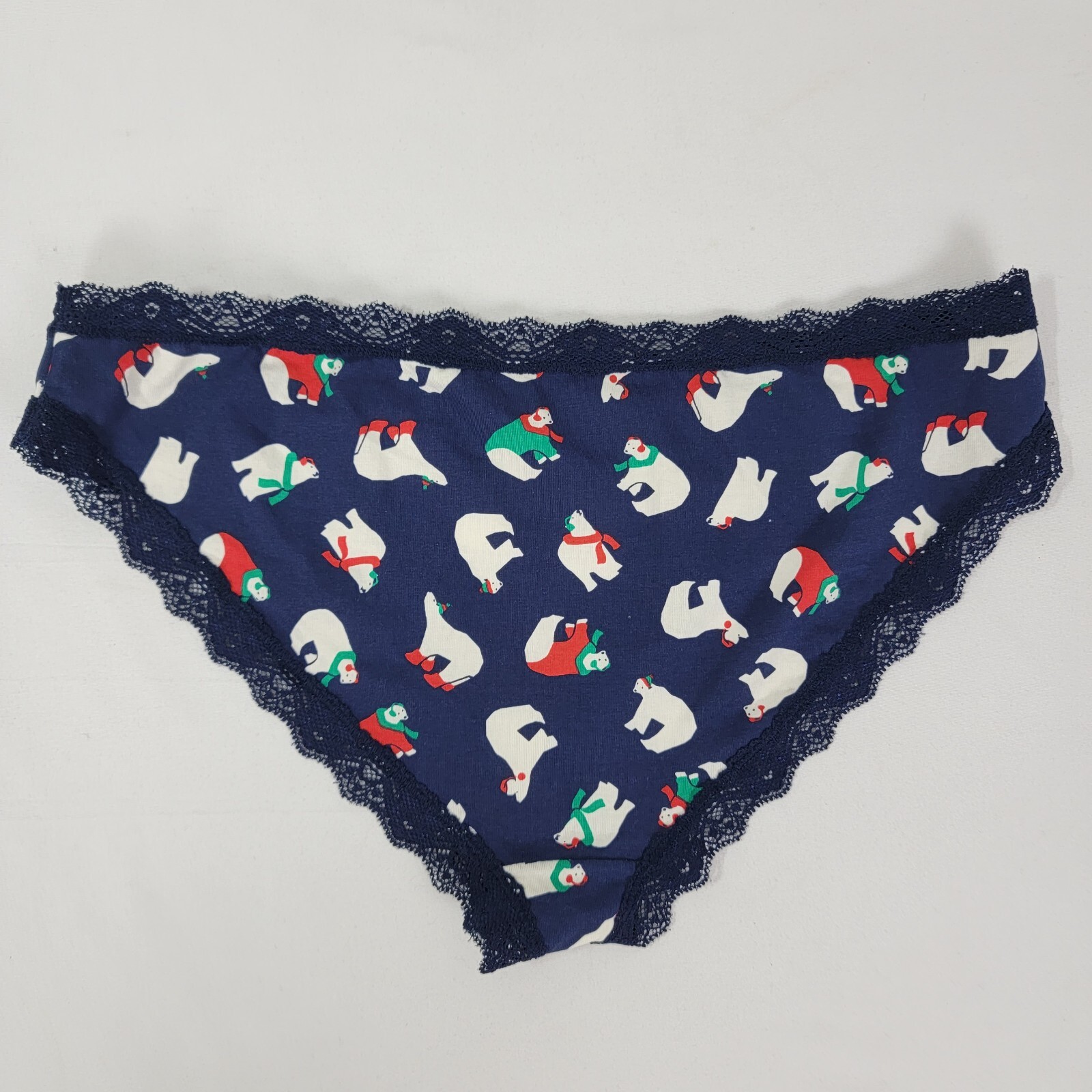 Flirtitude Womens Bikini Panties Blue Polar Bear Sz L Large 95% cotton holiday