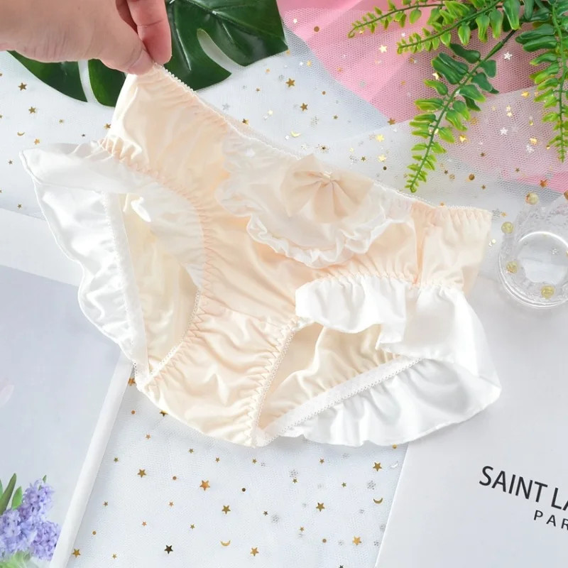 Mid Rise Brief Panties Lace Trim Stretch Breathable Soft Comfortable Fit 4PCS