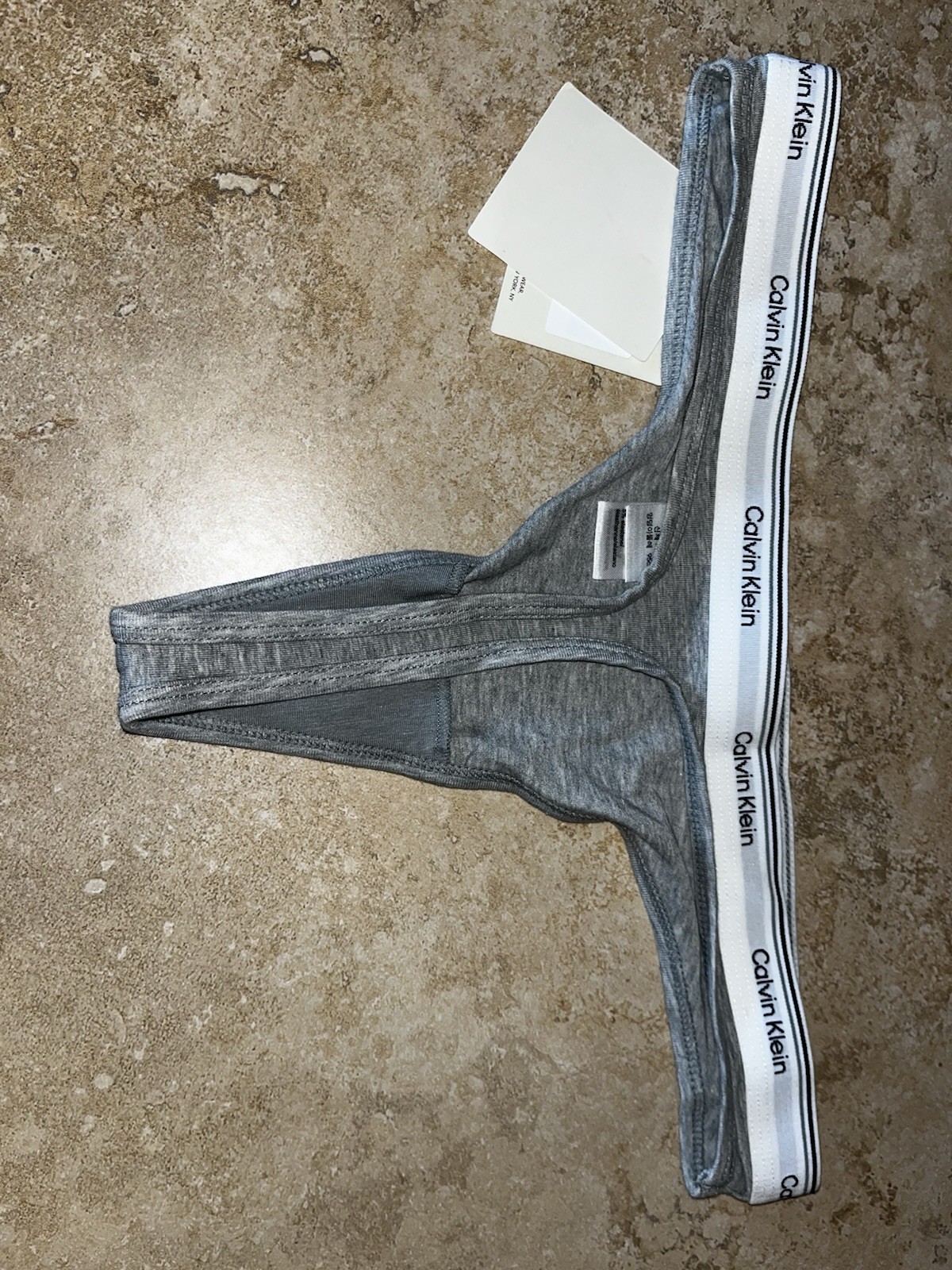 NWT Calvin Klein Gray Cotton Modal Balance Thong Panty Medium QP3274