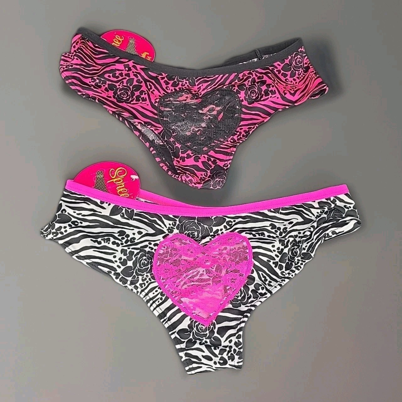 Lot of 2 Spree Cheeky Panty Intimates Zebra Floral