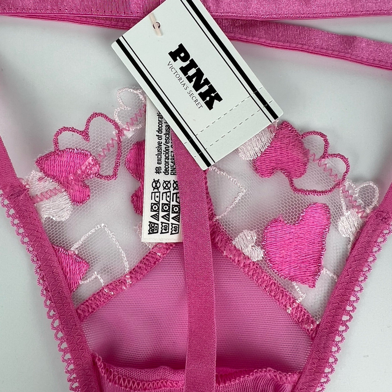 Victoria’s Secret PINK NWT Size S/P Pink Heart Embroider V String Panty