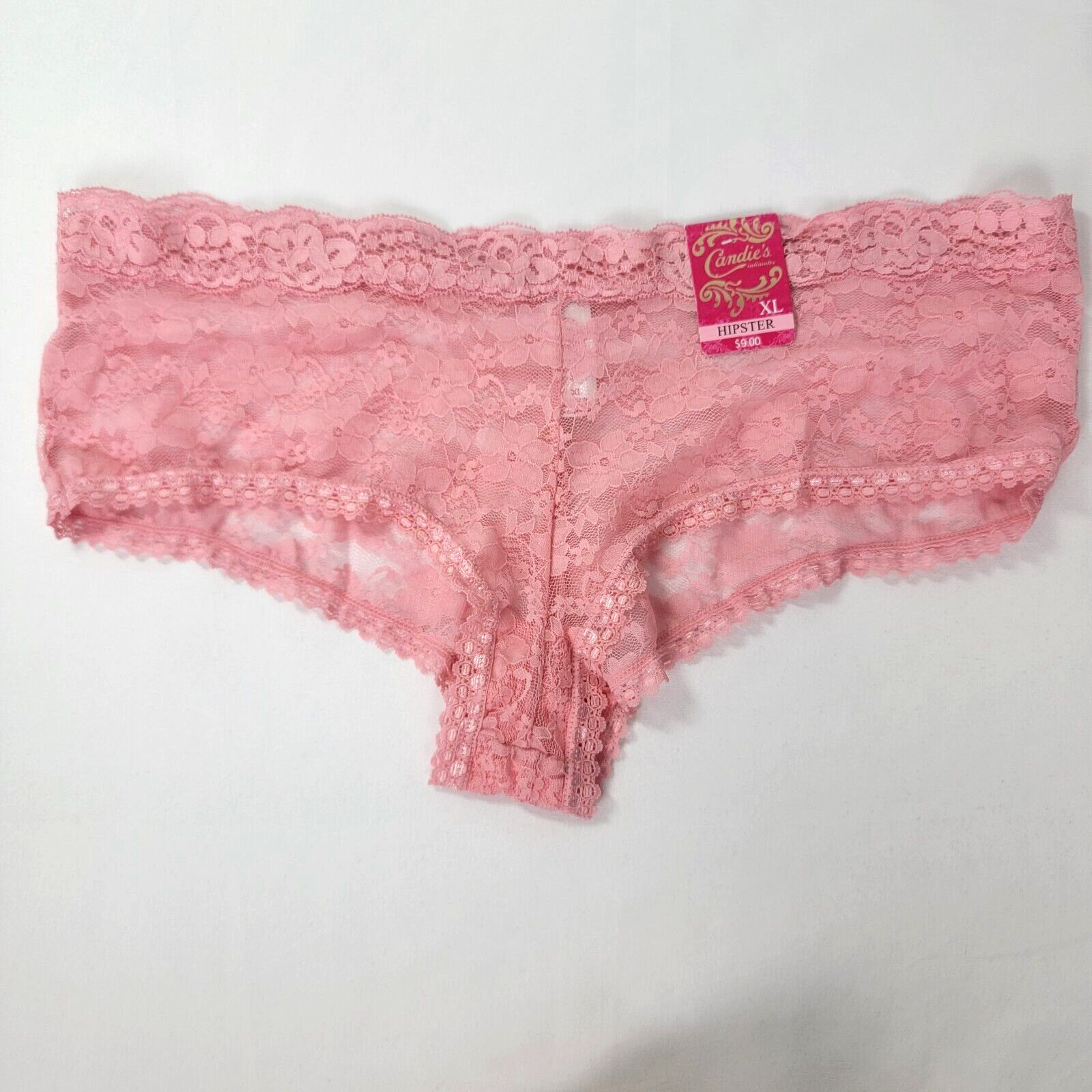 CANDIES pink lace lacy Hipster Panties New nwt underwear XL 8 X-Large sheer