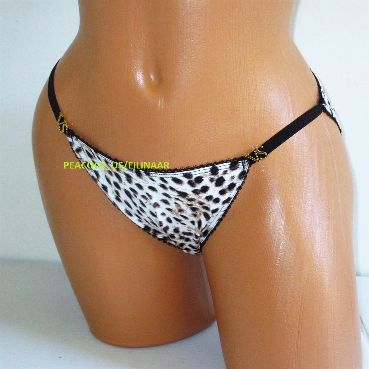 VICTORIA SECRET Cotton String Bikini Panty Charm S M L XL White Black Leopard