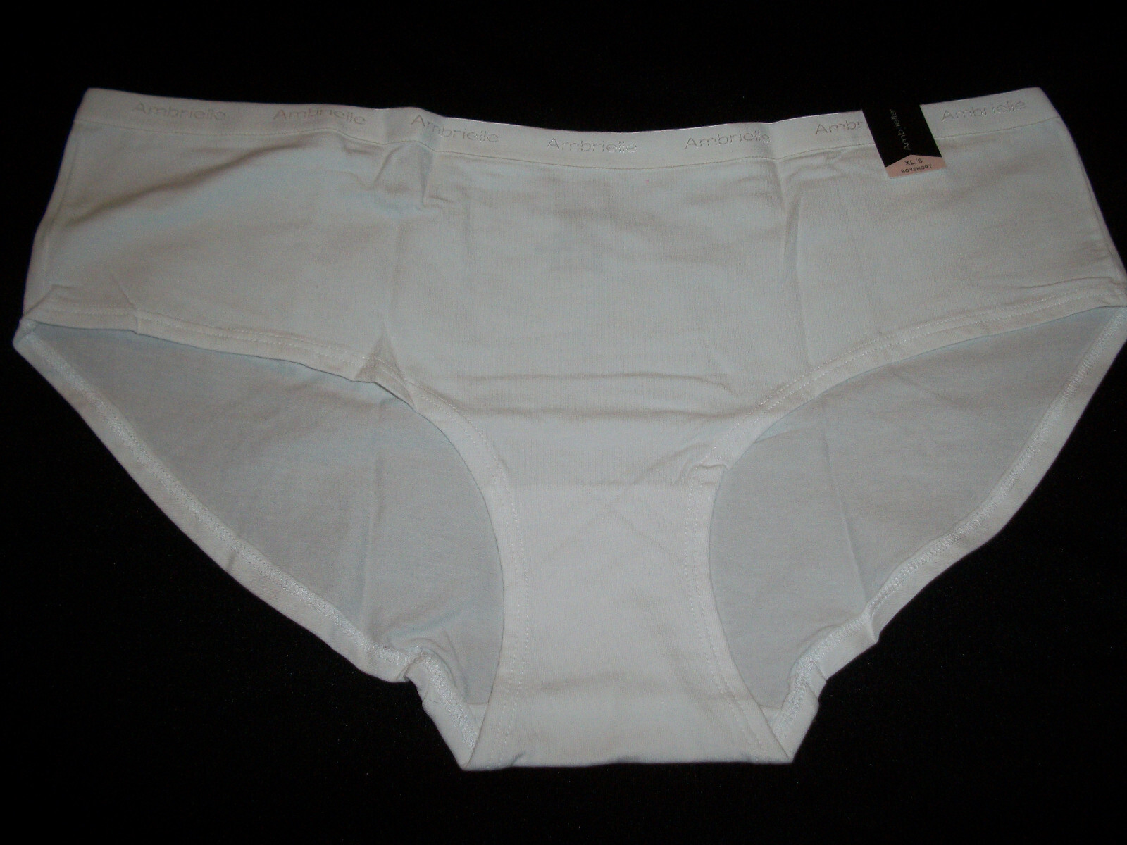AMBRIELLE LADIES BOYSHORT BRIEF PANTY SIZE 8 X-LARGE WHITE COLOR STYLE #0489 NWT