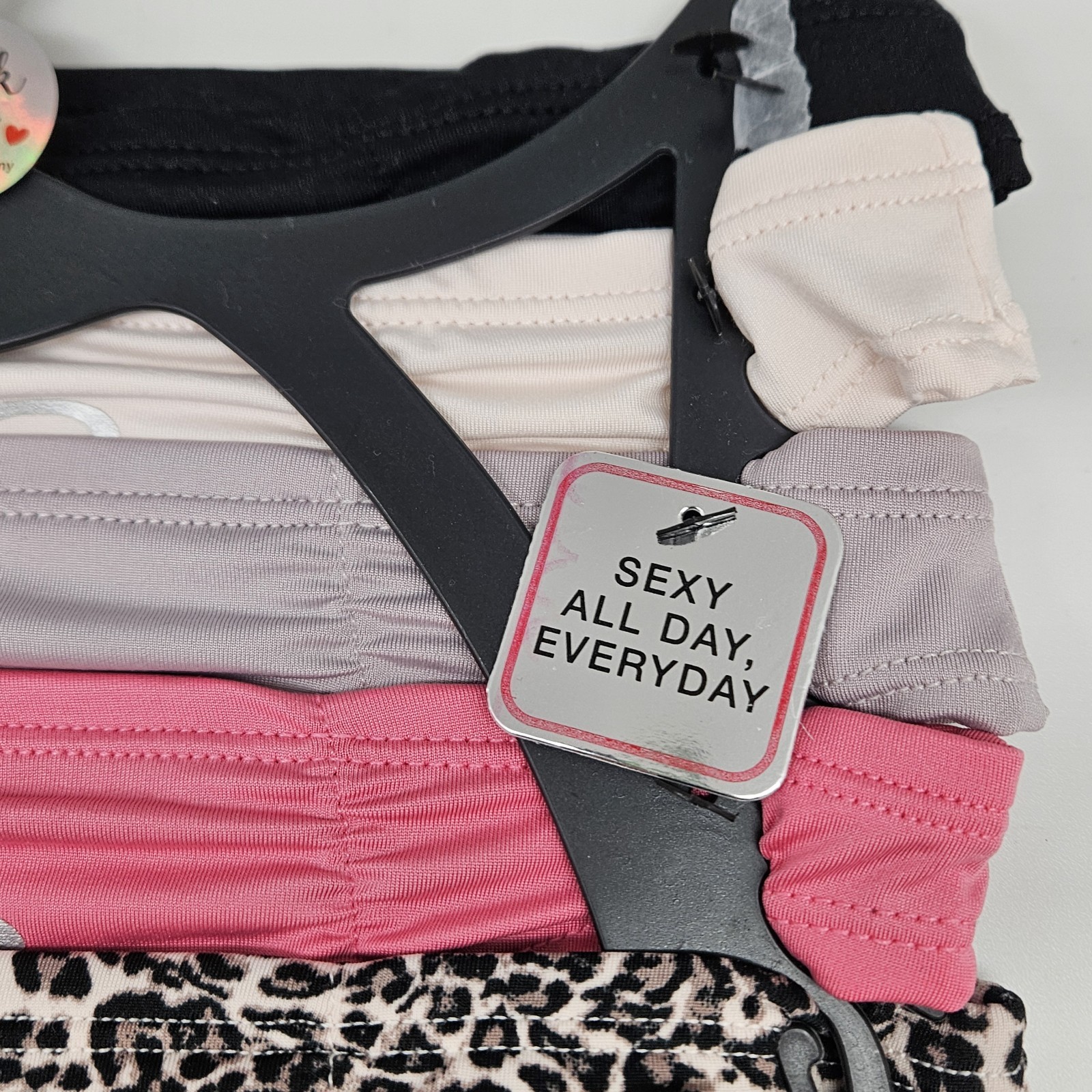 BEBE 5 Pack Womens S M L XL Sexy Microfiber Thong Panties Black Cream Beige Pink