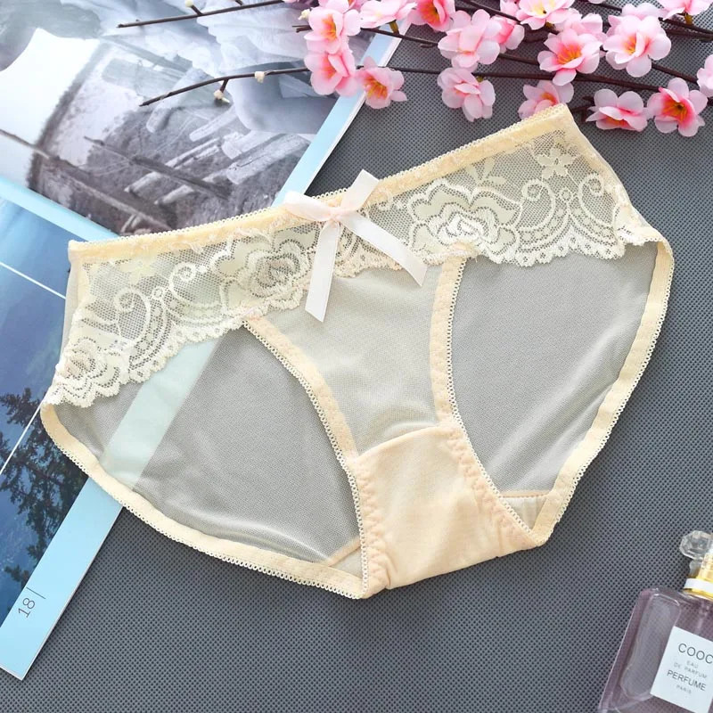 Low Rise Lace Thong Panties Sheer Soft Stretch Lightweight Women Underwear