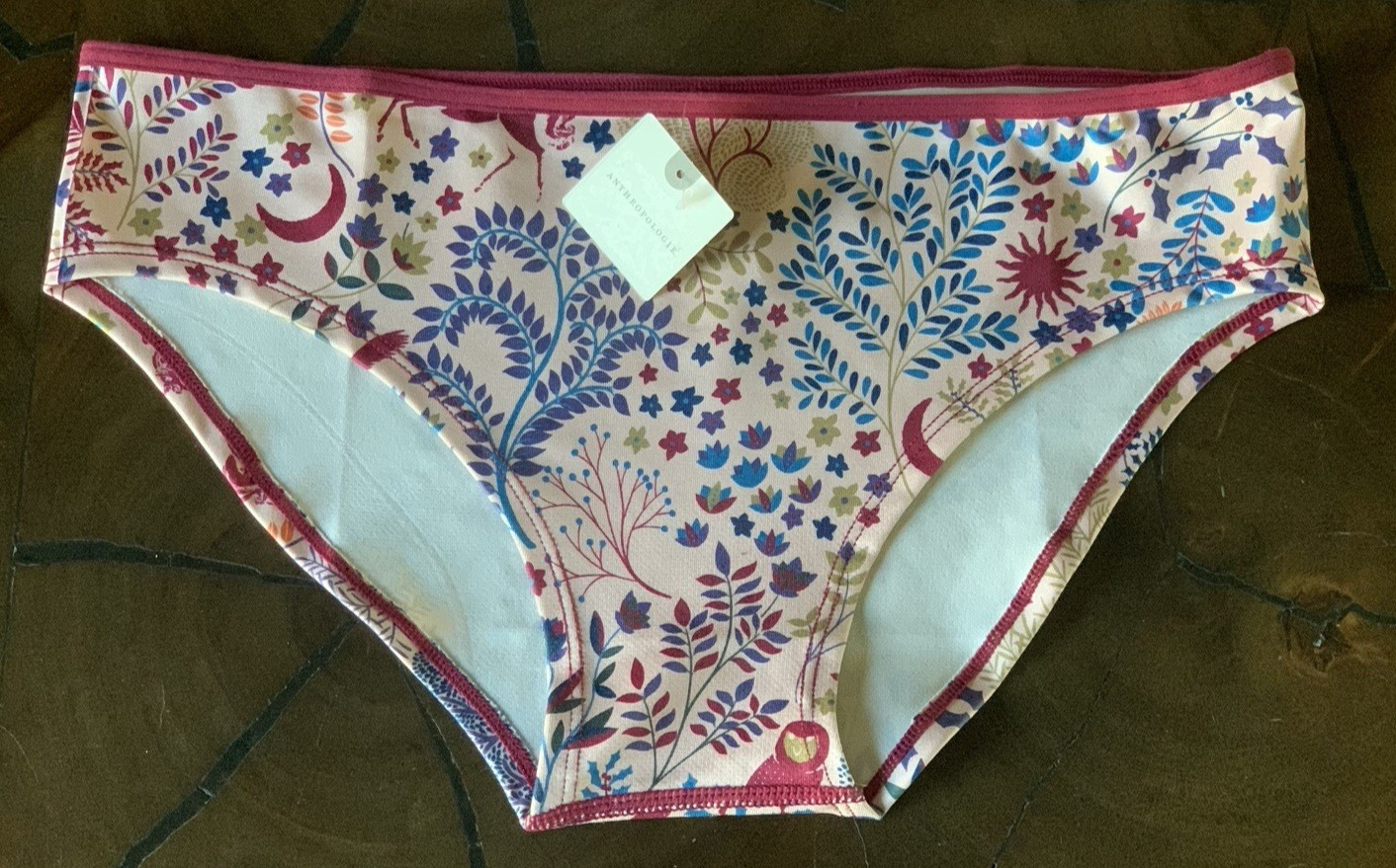 NWT Anthropologie The LyreBird Skin Seamless Printed Hipster Briefs Size S/M