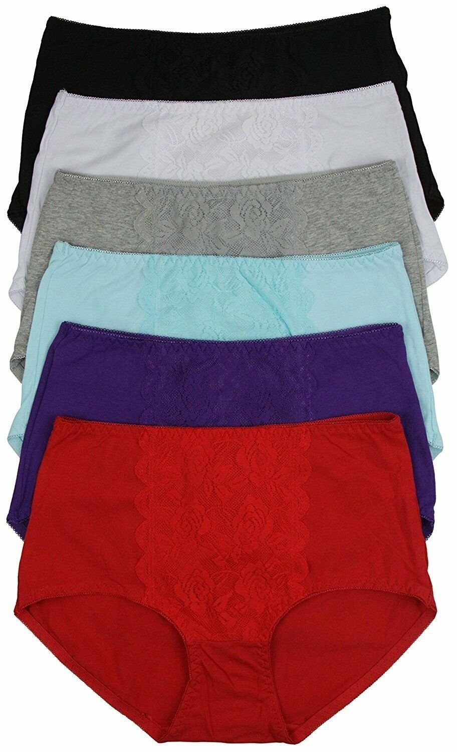 FashionCatch Women’s Lace Boy Shorts with Cotton Lining 6-Pack